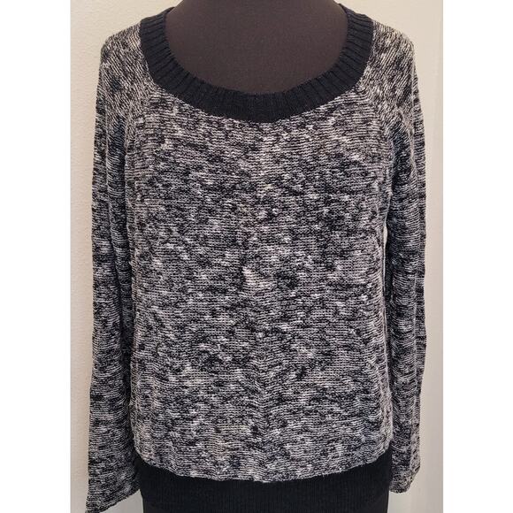 Eileen Fisher Black Heathered Linen Twist Scoop Neck Sweater M - Picture 2 of 9